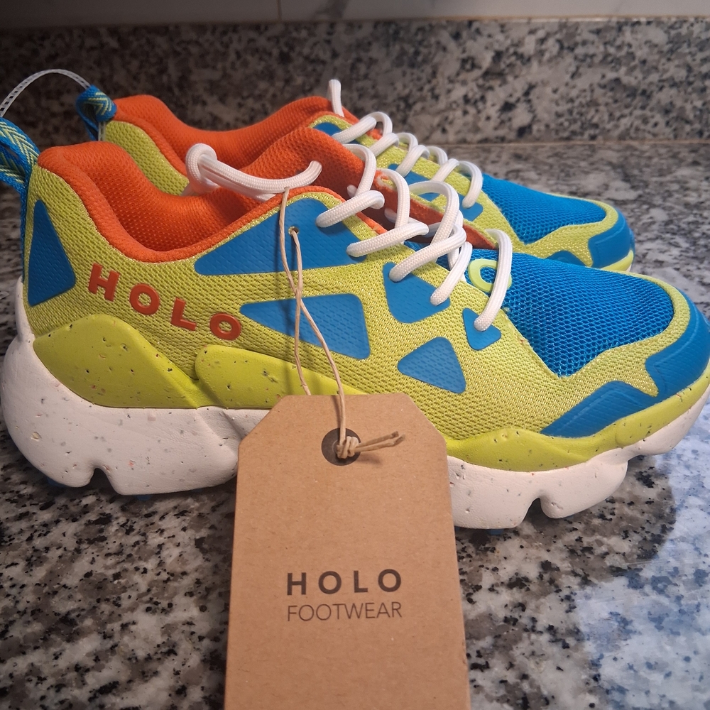 NWT'S Womens Holo Blue/Lime/Orange Size 7 Sneakers